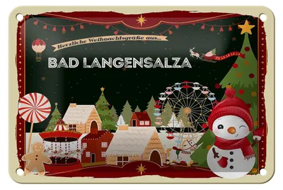 Produktbild von Blechschild Weihnachten Grüße aus BAD LANGENSALZA Geschenk  18x12cm