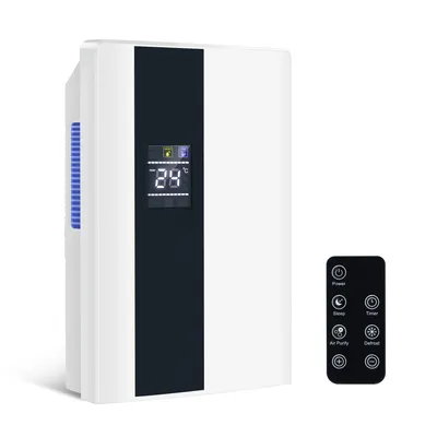 Produktbild von ZMH Osuszacz powietrza Elektryczny 2000ml Dehumidifier do piwnicy Sypialnia Mieszkanie z pilotem zdalnego sterowania 24h Timer UV Tryb uśpienia biały