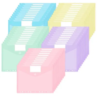 Immagine prodotto di Custodie per documenti A4 con chiusura a strappo, confezione da 50 pezzi, disponibili in 5 colori pastello