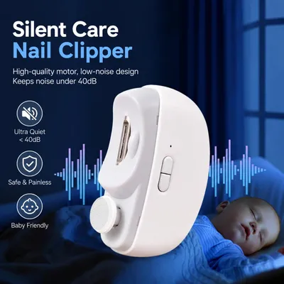 Image de Coupe-ongles électrique 2-en-1 : coupe-ongles et polissoir - Lumière LED - Rechargeable par USB-C - 2 vitesses - Collecteur de poussière intégré - Blanc