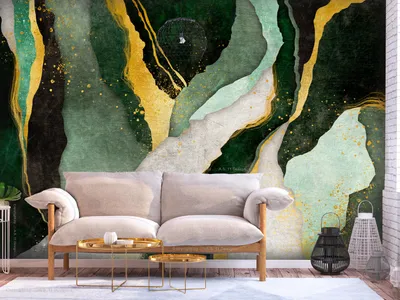 Produktbild von Vlies Fototapete Abstrakt 400x280 cm Tapeten Wandtapete XXL Marmoroptik gold wie gemalt a-A-10203-a-a
