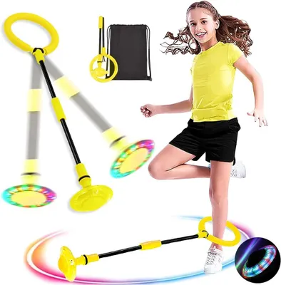 Image de Roue pivotante avec cercle lumineux (jaune), anneau de saut clignotant, toupie à ressort, balle de saut pliable, balle de saut pour les chevilles, balle de saut clignotante