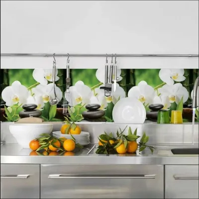 Produktbild von Küchenrückwand Spritzschutz PVC 300x60 cm, Weisse Orchidee, Wandverkleidung , 1 Platte | STM