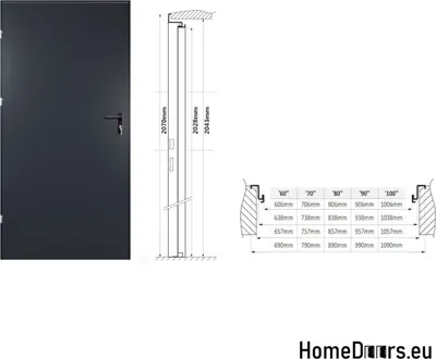 Produktbild von Außentür, Technische Stahltür, Haustür, Eingangstür, Tür, Mars/Uran, 70 cm, Rechte/Linke, Hellgrau, sofort verfügbar