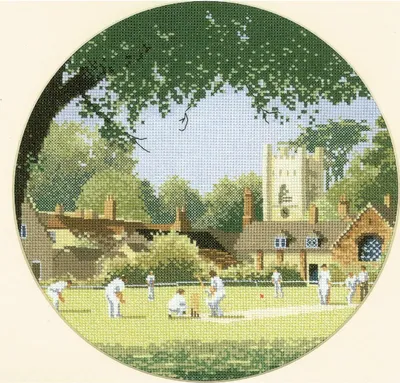Produktbild von Heritage Kreuzstich Set Aida "Sonntagskricket (A)", Zählmuster, JCSC442-A, diam 25,5 cm