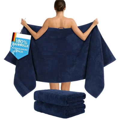 Produktbild von Hammetex Saunahandtücher 2er Set 80x200 cm – 100% Baumwolle Frottier, 500 GSM,