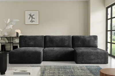 Produktbild von Wohnlandschaft Sofa mit Schlaffunktion NATALIA in Stoff Tilia Schwarz