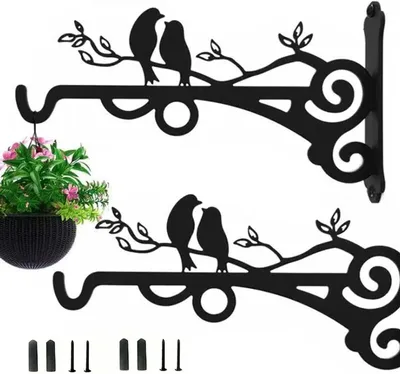 Produktbild von Metallische Pflanzgefäßhalter - Dekorative Aufhänger - Vogeldesign - 20 cm - Schwarz