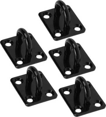 Produktbild von Famanu Maueranker Edelstahl-Deckenhaken 5 Stück - verstärkt und belastbar - schwarze Wandankerplatte