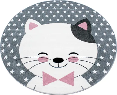 Produktbild von Homebyhome Kinderzimmer Teppich, Kinderteppich, Mädchen Teppich Trendmuster Rechteckig und Rund Weich, Grösse: 120 cm Rund