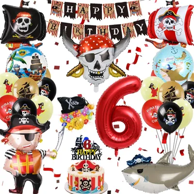 Produktbild von Piraten-Geburtstagsdeko-Set für 6 Jahre