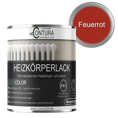 Produktbild von Contura 375ml Heizkörperlack Glänzend Heizungslack Heizkörperfarbe Heizung Farbe Radiator Metalllack - Feuerrot RAL 3000