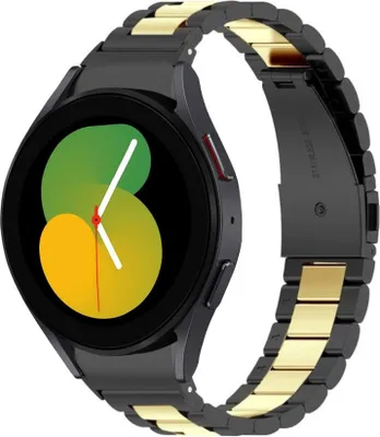 Produktbild von Strap-it Gliederarmband - Kompatibel mit Samsung Galaxy Watch 5 Armband 40mm Ersatzarmband Edelstahl - Faltschließe - Hochwertiges Material - für Samsung Galaxy Armband Schwarz