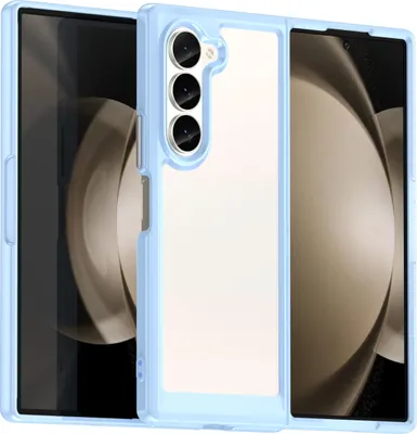 Immagine prodotto di Custodia per Samsung Galaxy Z Fold 6 trasparente, custodia protettiva in silicone TPU antiurto blu