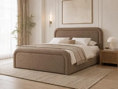 Produktbild von Emlar Boxspringbett Dream 200x200 - Komplett-Set mit Matratze und Topper - Polsterbett mit Bettkästen - Bouclé-Stoff - Boxspringbett Braun (Quelle 25)