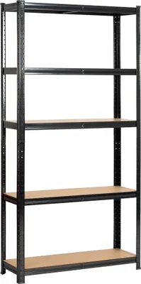 Produktbild von Schwerlastregal Schwarz 90 cm 5 Regalböden B90xH30xT180 cm