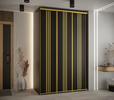 Obrázek produktu pro Šatní skříň YVONA 6 - 150/60 cm, černá / zlatá