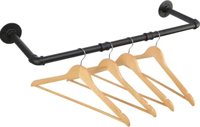 Produktbild von Kleiderstange 70 cm, wandmontiert, schwarz, Metall, 20 cm Wandabstand, für Schlafzimmer