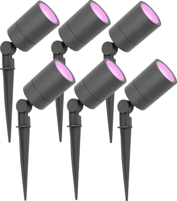 Produktbild von Ledvion 6er Set Gartenstrahler mit Erdspieß IP65 4,9W GU10 RGB dimmbar