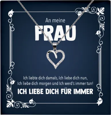 Produktbild von 22Feels Echt Silber Halskette - Verlobte Geschenk Frauen Schmuck Set Verlobung Valentinstag Geburtstag Weihnachten - Herz Anhänger, Karte