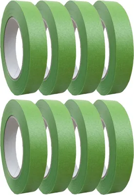 Produktbild von 8 Rollen Profi+ Feinkreppband grün 19mm x 50m Kreppband Malerkrepp