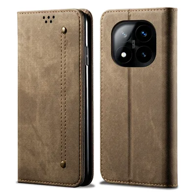 Obrázek produktu pro Pouzdro pro Xiaomi Redmi Note 14 Pro 5G, Kožené Peněženkové Pouzdro s Magnetickým Uzavíráním a Stojánkem Khaki