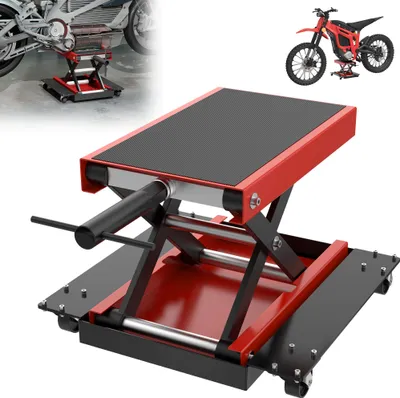 Obrázek produktu pro XMTECH zvedák na motorku se základní deskou 500 kg, nůžkový zvedák na motorku s nastavitelnou výškou 125-375 mm, zvedák na motorku se 4 kolečky pro opravy a údržbu, extra stabilní a odolný