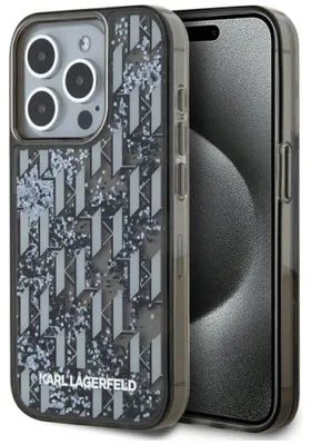 Image de Étui Karl Lagerfeld Liquide Glitter Monogram Gradient Do Iphone 15 Pro Max Czarny