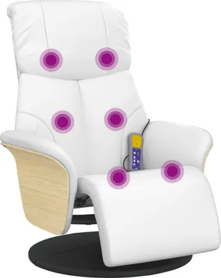 Produktbild von vidaXL Massagesessel mit Fußteil Weiß Kunstleder