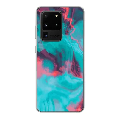 Produktbild von MuchoWow® Handyhülle Schutzhülle Hülle für Samsung Galaxy S20 Ultra Abstrakt - Neon - Rosa - Blau Silikon Softcase Handy Hülle - Karteninhaber - Geburtstag Teenager