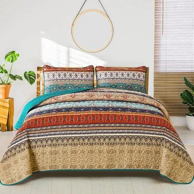 Obrázek produktu pro Unyqoos® sada přehozů z mikrovlákna na manželskou postel se 2 povlaky na polštáře, 220 x 240 cm