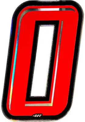 Obrázek produktu pro Závodní nálepka s číslem pro motocykl "0" Slim Red 100 mm