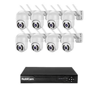 Obrázek produktu pro Kamery RobiCam, 4 MP, sada 8 kusů, iCSee, Ultra HD, barevné noční vidění, upozornění, obousměrný zvuk, NVR