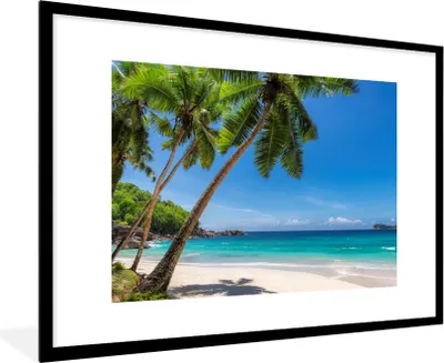 Produktbild von MuchoWow® MuchoWow® Gerahmtes Poster Strand - Palme - Meer - Insel 90x60 cm - Poster mit zchwarzem Bilderrahmen - Wanddekoration - Fotos
