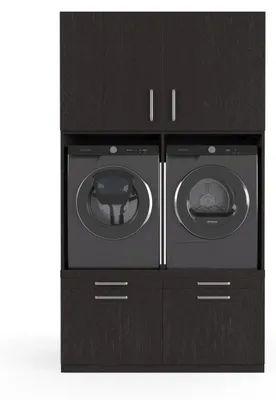 Produktbild von Wasophoogte® Waschmaschinen schrank Venice - waschmaschinen untergestell - waschmaschinen podest - 700(T)*1330(B)*2350(H) mm - Schwarz