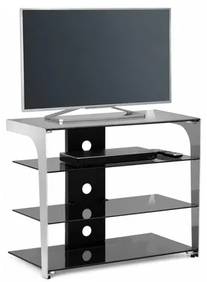 Produktbild von TV- & HiFi-Rack 1629 Rauchglas – Medienrack mit ESG-Sicherheitsglas, Chromgestell & Kabelmanagement 80 x 65,8 x 40 cm