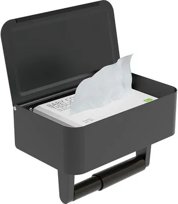 Image de Support autocollant noir pour papier toilette en acier inoxydable