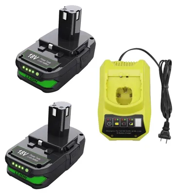 Produktbild von Li-Ionen-Batterie, 3000mAh Kapazität, 18V Spannung, kompatibel mit Ryobi,2BAT 1LADEN, 18V-b