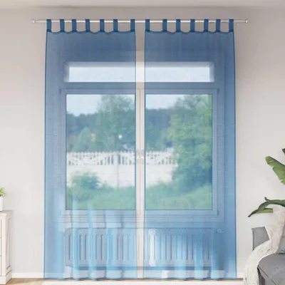 Produktbild von Desgin Voile Vorhänge mit Stangentaschen 2 Stk. Königsblau - Gardinen & Vorhänge 4102215
