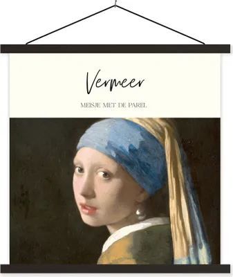 Produktbild von MuchoWow® Textilposter Das Mädchen mit dem Perlenohrring - Johannes Vermeer - Alte Meister 120x120 cm mit schwarzem Rahmen - Aufhängungsset