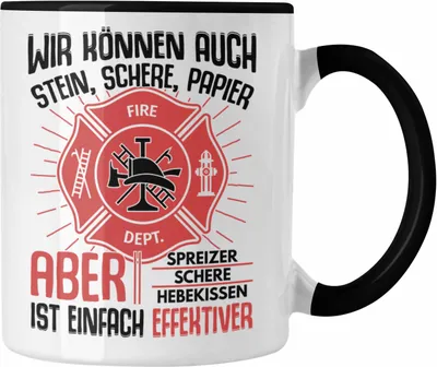 Produktbild von Trendation - Feuerwehr Tasse Geschenke Zubehör Lustig Einsatz Geburtstag Spruch Mann Fire (Schwarz)