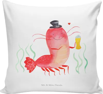 Produktbild von Mr. & Mrs. Panda kuschelkissen 40x40 Hummer Weizen - Weiß - Geschenk, kissen für sofa, Bier, Dekokissen, Kneipe, Gasthaus, Meer, Wirtschaft, bedruckt, Garnelen, Kochen
