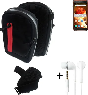 Produktbild von K-S-Trade Outdoor Gürteltasche Holster Umhängetasche + Kopfhörer kompatibel mit Blackview BV6600 schwarz Handy Tasche Case travelbag Schutzhülle