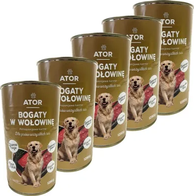 Zdjęcie produktu dla 5x 1250g karma mokra dla psów wszystkich ras karma wołowa dla psów TOP jakość