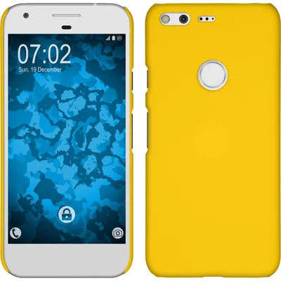 Produktbild von PhoneNatic Case kompatibel mit Google Pixel - Hülle gelb gummiert Hard-case + 2 Schutzfolien