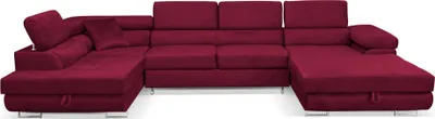 Produktbild von Ecksofa Sofiland Aller U 8-Sitzer mit Schlaffunktion & Bettkasten, Rot, Links