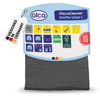 Produktbild von alca® Waffeltuch zum Trocknen 40x60 cm, grau Reinigungstuch schnelltrocknend, sanft & schonend für empfindliche Oberflächen, fusselfreie Glasreinigung des Autos