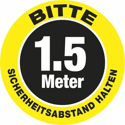 Produktbild von Fußboden-Aufkleber - Rund - "1.5 M - Abstand" (30x30cm) - G/S