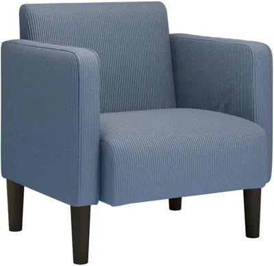 Produktbild von Blauer Cordstoff-Sessel mit Armlehnen, 69 x 68 x 74,5 cm, Sperrholzrahmen und Federkern für Wohnzimmer, Schlafzimmer und Büro