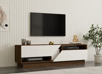 Produktbild von Skye Decor, Koza- KozaPUQ, Nussbaumfarbe,,Weiß, TV-Schränke, 45x160x40 cm, 100% Melaminbeschichtete Partikelplatte